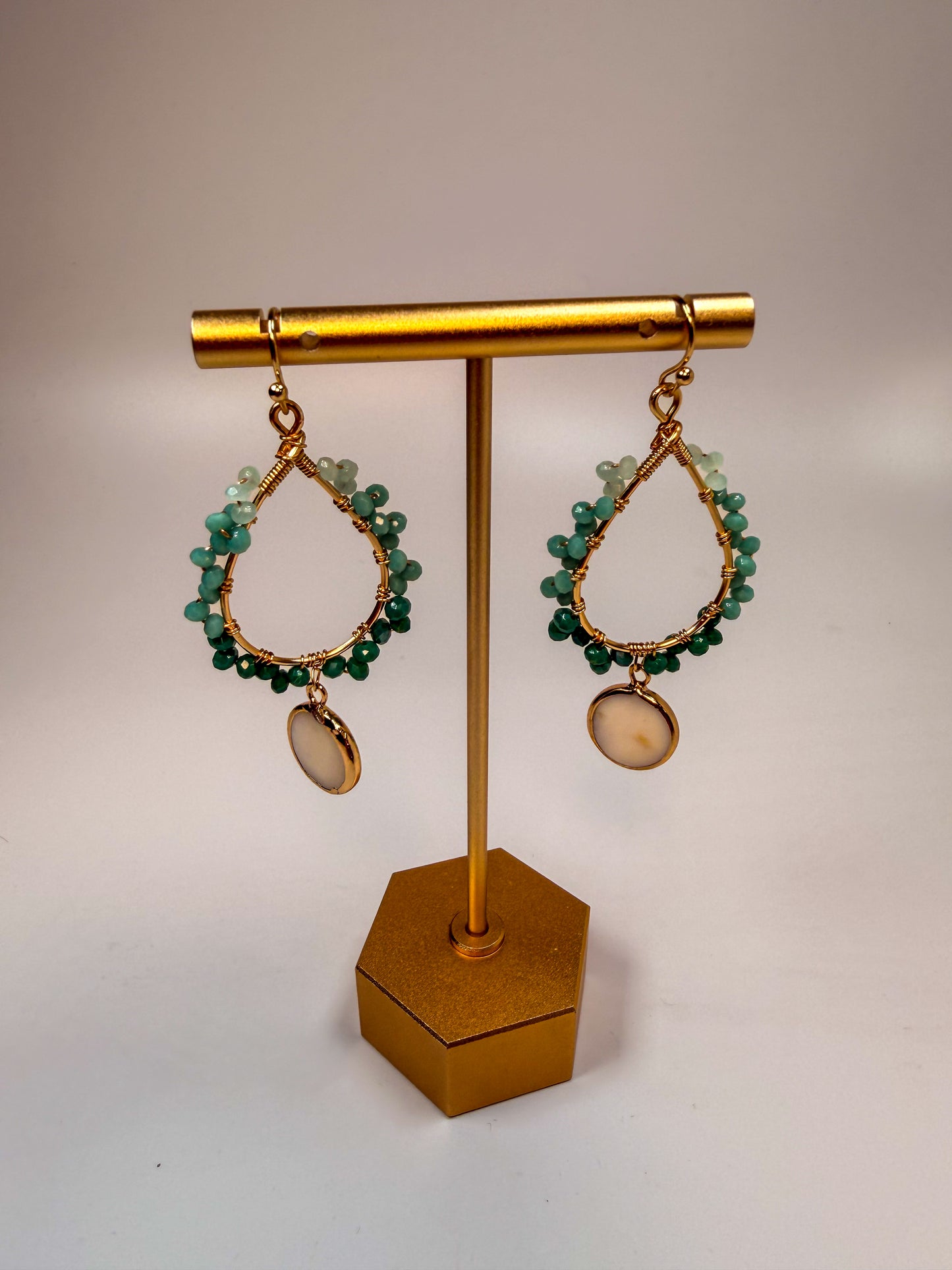 Gold Turquoise Shell Earrings