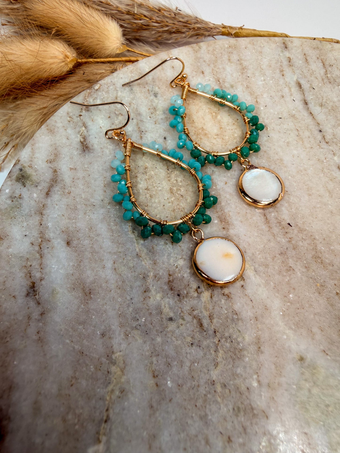 Gold Turquoise Shell Earrings