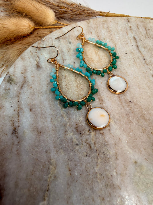 Gold Turquoise Shell Earrings