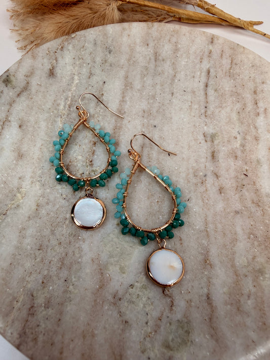 Gold Turquoise Shell Earrings