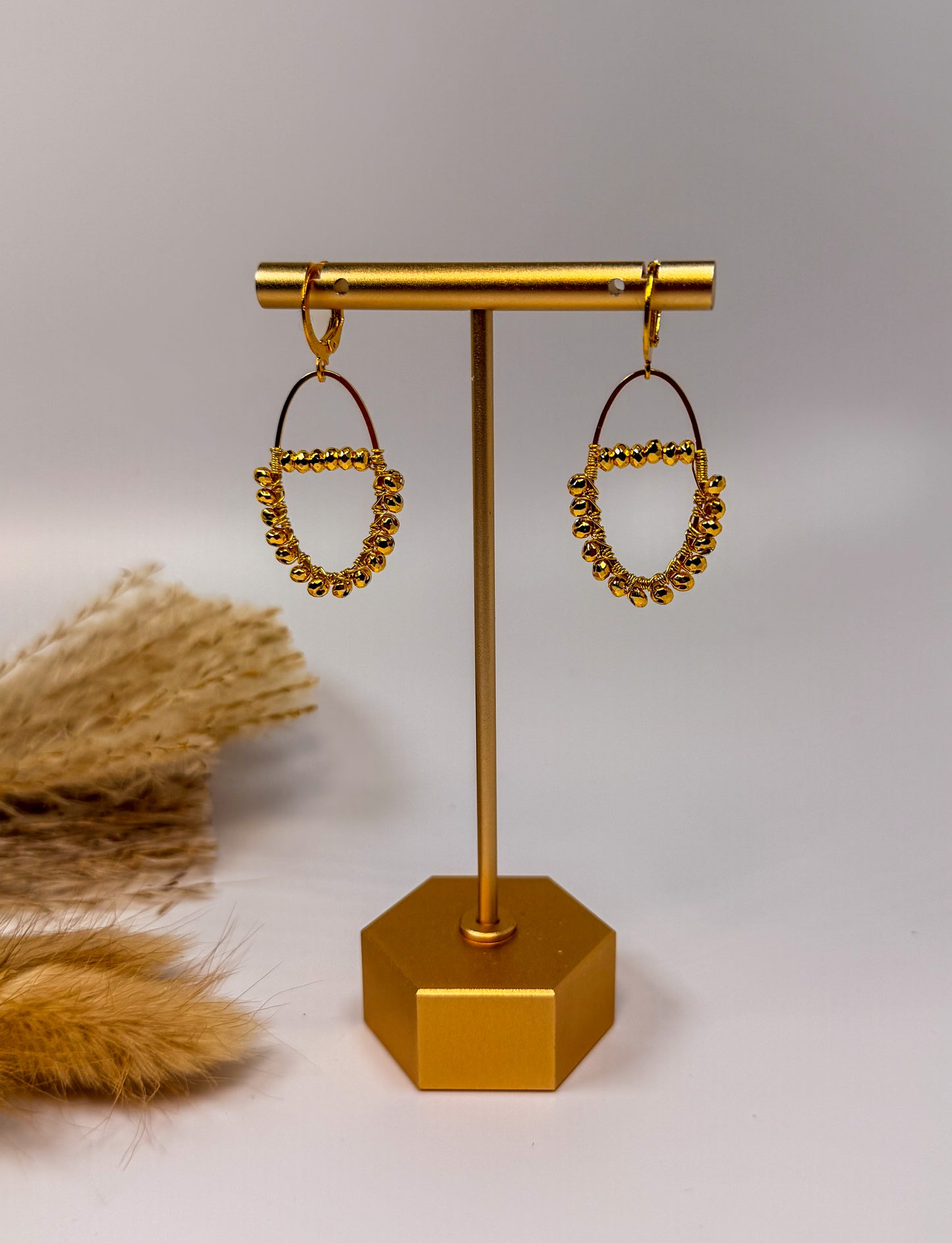 Gold Glam Oval Earrings