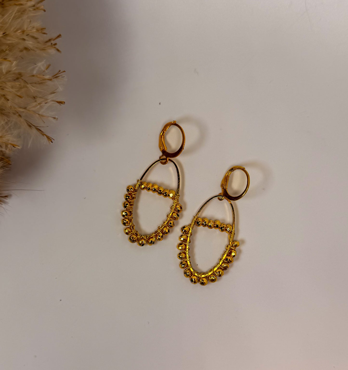 Gold Glam Oval Earrings