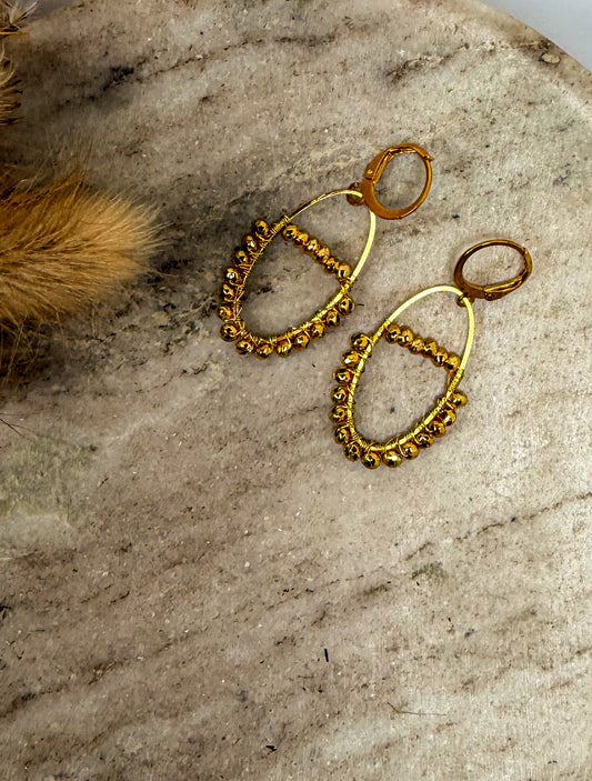 Gold Glam Oval Earrings