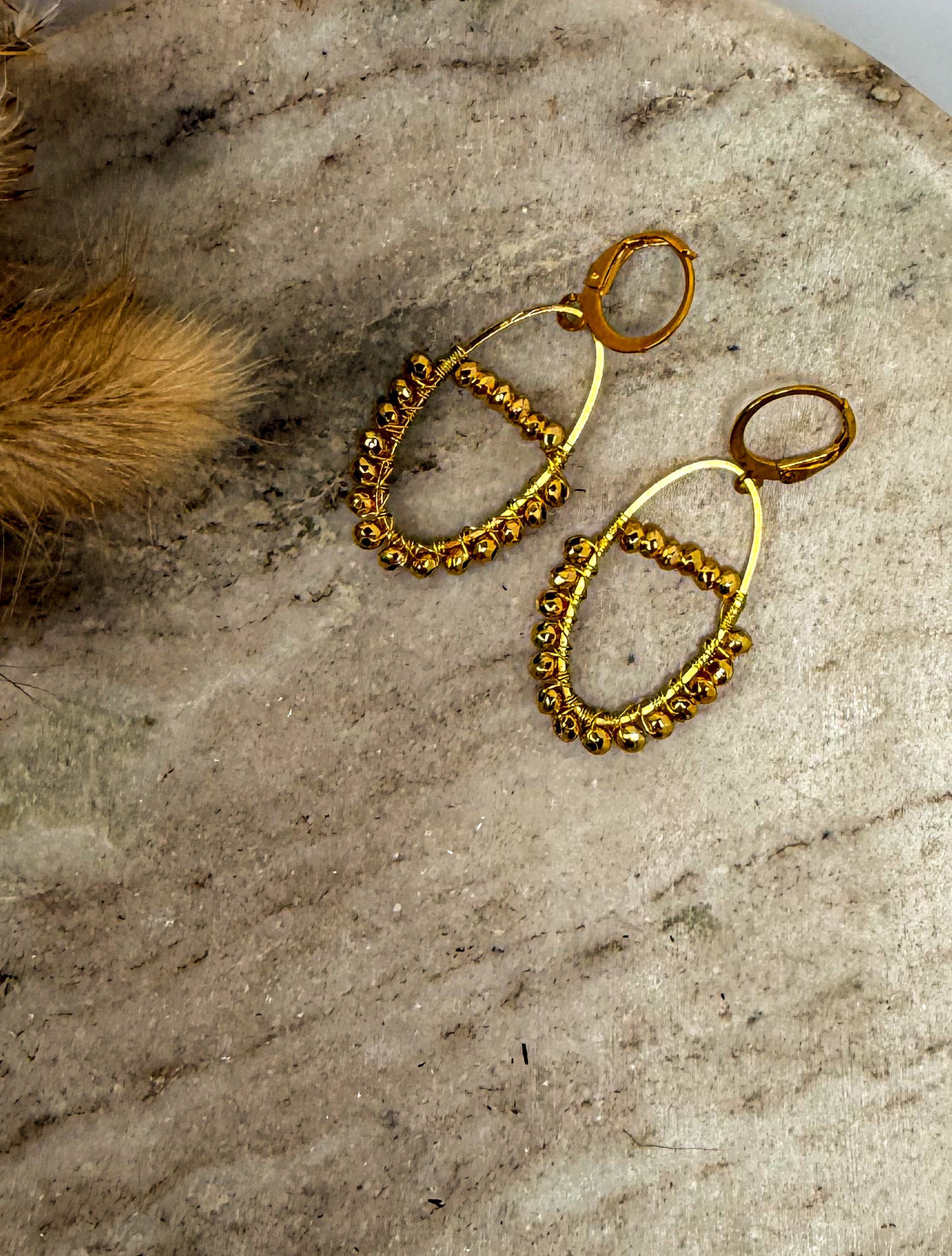 Gold Glam Oval Earrings