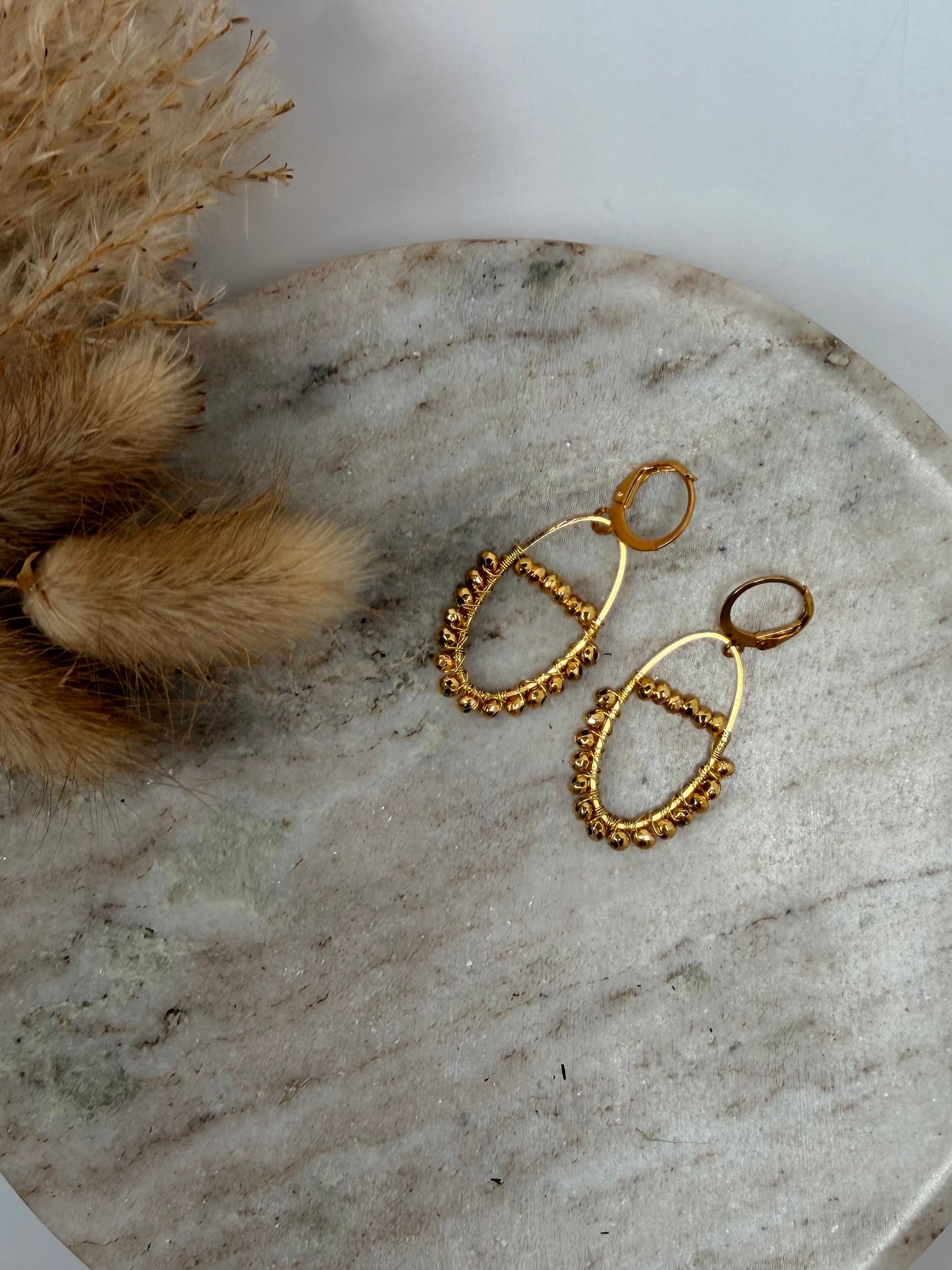 Gold Glam Oval Earrings